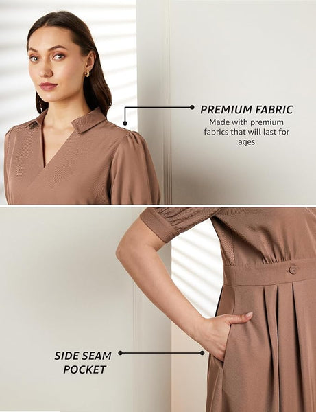 Symbol Premium Women's 'Desk-to-Dinner' Fit & Flare Wrap Dress (Midi Length | Stylish)